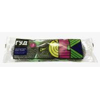 Губка металлическая для посуды d80хh20 мм, 15 гр., нерж., 3 шт/упак "Гуд"Рэмбо 30 упак/кор РОССИЯ 2.11