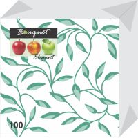 Салфетки 240х240 мм 1-сл., диз. "Узоры зеленые", разноцв., бум., 100 шт/упак "Bouquet" 16 упак/кор РОССИЯ 57370