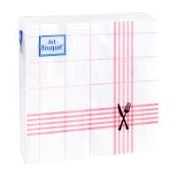 Салфетки 200х200 мм 2-сл., диз. "Скатерть бордовая", бело-красн., бум., 30 шт/упак "Bouquet" 26 упак/кор РОССИЯ 57620