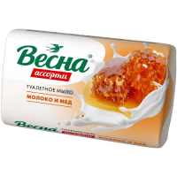 Мыло туалетное "Весна" Молоко и Мед, 90 г, 6 шт/упак 12 упак/кор РОССИЯ 6092