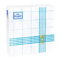 Салфетки 200х200 мм 2-сл., диз. "Скатерть синяя", бело-голуб., бум., 30 шт/упак "Bouquet" 26 упак/кор РОССИЯ 57621