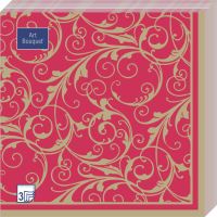 Салфетки 330х330 мм 3-сл., диз. "Очарование на красном", красно-золот., бум., 20 шт/упак "Bouquet" 12 упак/кор РОССИЯ 42840
