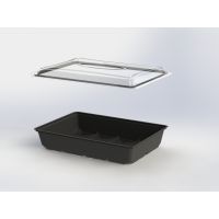 Упаковка д/десерта, прямоуг., внеш. 305х215х55мм, внутр. 270х180х55мм, чёрн., ПС