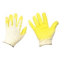 Перчатки нитяные, одинарный облив, бело-желт., х/б+латекс, 1 пар/упак 300 пар/кор РОССИЯ