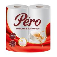 Полотенца бумажные 2-сл., бел., 11 м, 2 рул/упак "Pero" 12 упак/кор РОССИЯ 0981