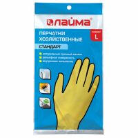Перчатки латексные, р-р L, желт., 1 пар/упак "Лайма" 144 пар/кор КИТАЙ 600270