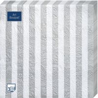 Салфетки 330х330 мм 3-сл., диз. "Полосы Серебряные Барокко", разноцв., бум., 16 шт/упак "Bouquet" 12 упак/кор РОССИЯ 37870