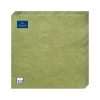 Салфетки 330х330 мм 3-сл., диз. "Оливковый Барокко", зел., бум., 16 шт/упак "Bouquet" 12 упак/кор РОССИЯ 57247