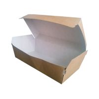 Лоток [короб] для фастфуда 195х90х75 мм, крафт-бел., карт., 140 шт/кор "Эколайн" 140 шт/упак РОССИЯ