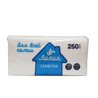 Салфетки 240х240 мм 1-сл., бел., бум., 250 шт/упак "Лилия" 21 упак/кор РОССИЯ 0951