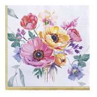 Салфетки 330х330 мм 3-сл., диз. "Акварельные анемоны", разноцв., бум., 20 шт/упак "Bouquet" 12 упак/кор РОССИЯ 25285