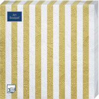 Салфетки 330х330 мм 3-сл., диз. "Полосы Золотые Барокко", бело-золот., бум., 16 шт/упак "Bouquet" 12 упак/кор РОССИЯ 37869