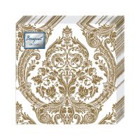 Салфетки 240х240 мм 3-сл., диз. "Royal.Золото на белом", разноцв., бум., 25 шт/упак "Bouquet" 15 упак/кор РОССИЯ 25657/37237