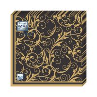 Салфетки 330х330 мм 3-сл., диз. "Очарование на черном", черно-золот., бум., 20 шт/упак "Bouquet" 12 упак/кор РОССИЯ 37690
