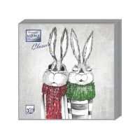 Салфетки 330х330 мм 3-сл., диз. "Кролики", разноцв., бум., 20 шт/упак "Bouquet" 12 упак/кор РОССИЯ 57427