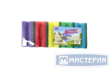 Губка поролоновая для посуды 85х65х40 мм, цвет в ассорт., 5 шт/упак 20 упак/кор РОССИЯ
