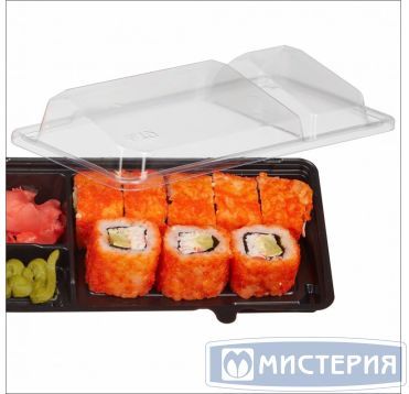 Крышка к контейнеру для суши 195х109х41 мм, прозр., ПС, 100 шт/кор "Комус" 840 шт/упак РОССИЯ С-9 К