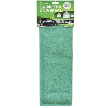 Салфетка из микрофибры 350х400 мм, 260 гр/м2, зел., 1 шт/упак "Grass" Universal 1 шт/кор РОССИЯ IT - 0306