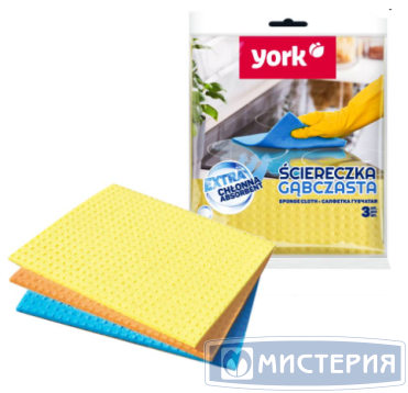 Салфетка из целлюлозы 155х175 мм, цвет в ассорт., 3 шт/упак ''York'' 25 упак/кор КИТАЙ 024010