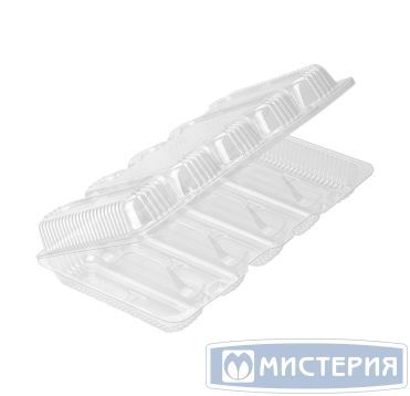 Упаковка прям. внеш. 254х150х50мм, внутр. 5 секций 120х45х45мм на 5 эклеров, прозрачная, ОПС ПР-28С5 (М)