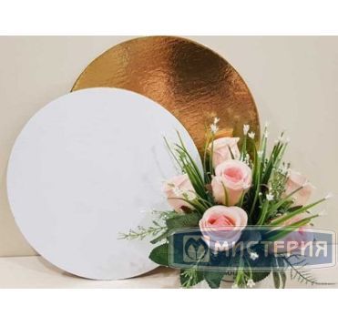 Подложка d200 мм 1,8 мм, золот.-бел., карт. фольг., 50 шт/упак 1 упак/кор РОССИЯ