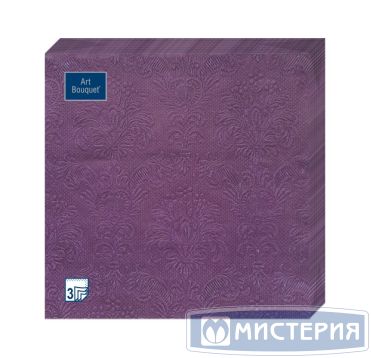 Салфетки 330х330 мм 3-сл., диз. "Баклажан Барокко", фиолет., бум., 16 шт/упак "Bouquet" 12 упак/кор РОССИЯ 57228