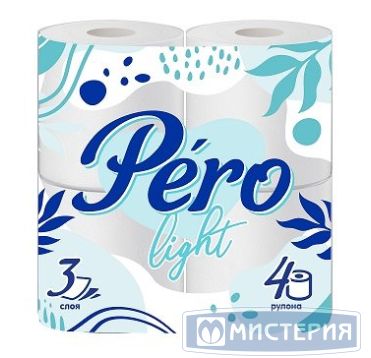 Бумага туалетная 3-сл. "Pero" Light, бел., 14 м, 4 рул/упак 12 упак/кор РОССИЯ 0148