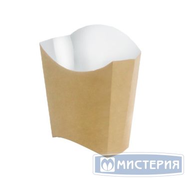 Коробка для картофеля фри 83х34х133 мм, L, крафт-бел., карт., 50 шт/упак 500 шт/кор РОССИЯ Большой 120 гр.