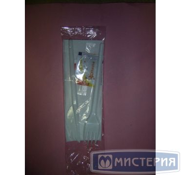 Комплект столовых приборов №6 [вил.+ нож: 165 мм, бел., ПС+ салф.+ з/ч.+ соль+ пер.], 200 шт/кор 200 шт/упак РОССИЯ 501660