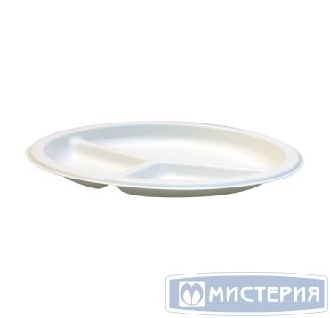 Тарелка кругл., d 225мм, h 18мм, 3-секц., бел., сахарный тростник