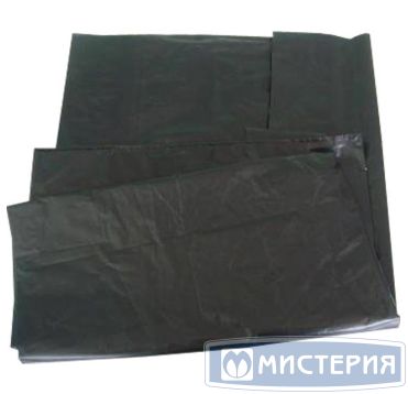 Мешок для мусора 120 л, [50+20]х110 см, 55 мкм, черн., ПВД, 50 шт/упак 6 упак/кор РОССИЯ 460552т