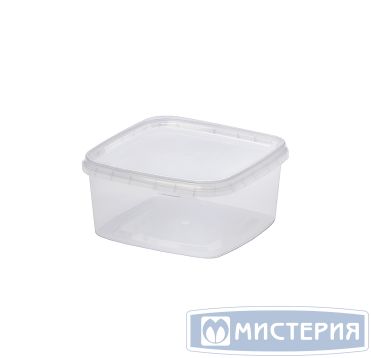 Контейнер под пресервы и мёд, 600мл, "банка", "квадрат" 130x130x61 мм, контр. замок, полупрозрачный, ПП