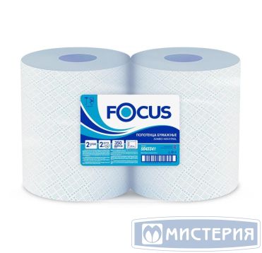 Полотенца бумажные для диспенсеров 2-сл. с центр. вытяжкой, голуб., 350 м "Focus" Jumbo Industrial 2 рул/упак 1 упак/кор РОССИЯ 50202789/5079732