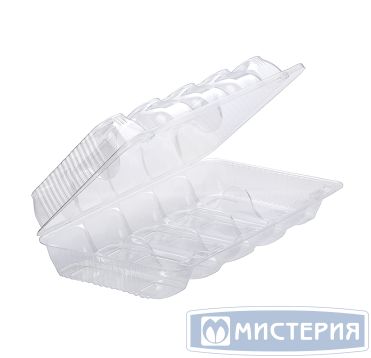 Упаковка прям. внеш. 254х150х50мм, внутр. 5 секций 120х45х45мм на 5 эклеров, прозрачная, ОПС ПР-28С5 (М)