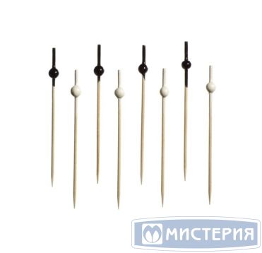 Пика 100 мм, диз. "Шарики", черно-бел., бамбук, 100 шт/упак 40 упак/кор КИТАЙ 440-713