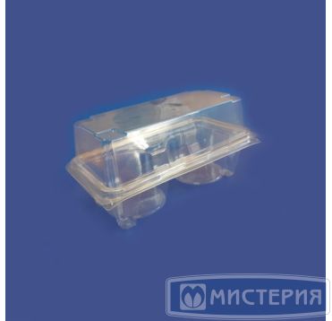 Упаковка прям. внеш. 196х100х85мм, внутр. 2 секции d-62 мм под корзиночки 0,2кг, прозрач., ОПС