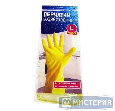 Перчатки латексные, р-р L, желт., 1 пар/упак "Хозяйка" 240 пар/кор КИТАЙ 771711