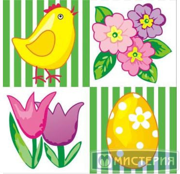 Салфетки 25х25см, 1 сл., ПАСХА в ассортименте (40л)