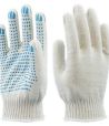 Перчатки нитяные, диз. "Точка", 5 нит., 10 кл., бел., Х/Б+ПВХ, 10 пар/упак 300 пар/кор РОССИЯ