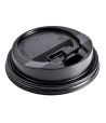 Крышка для стаканов, для холодного и горячего, d 90 мм, чёрная, с клапаном, полистирол